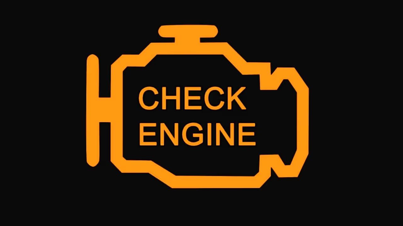 Check engine light on car dashboard